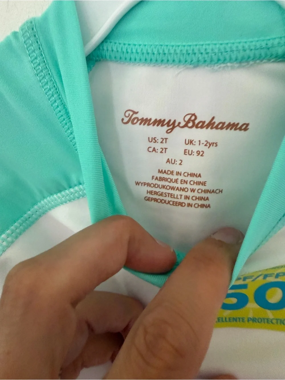 Tommy Bahama Mint Green & White Kids Rash Guard Set with Flamingo Print Trunks